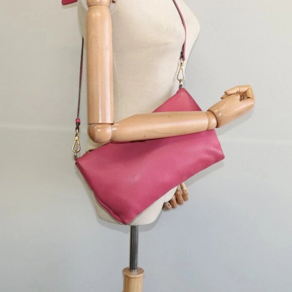 PRADA Shoulder Bag Leather Pink Gold Auth - Picture 1 of 16